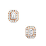 Emerald Cut  Halo Earring