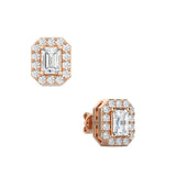 Emerald Cut  Halo Earring