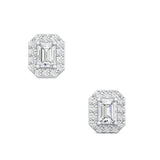 Emerald Cut  Halo Earring