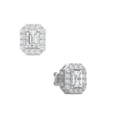 Emerald Cut  Halo Earring