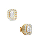 Emerald Cut  Halo Earring