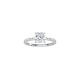 Classic Cushion Cut 4 Prong Ring with Pavé Band WG
