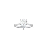 Classic Pear Shape 4 Prong Ring with Pavé Band WG