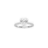 Classic Pear Shape 4 Prong Ring with Pavé Band WG