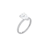 Classic Pear Shape 4 Prong Ring with Pavé Band WG