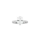 6 Prong Classic Oval Cut Ring with Pavé Band WG