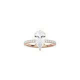 6 Prong Classic Pear Shape Ring with Pavé Band RG