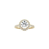 Round Halo Engagement Ring with Pavé Band YG