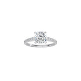 Cushion Cut Cathedral Setting Ring with Pavé Band WG