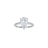Pear Shape Cathedral Setting Ring with Pavé Band WG