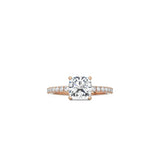 Cushion Cut Signature Four Prong Setting with pave band RG