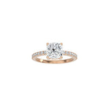 Cushion Cut Signature Four Prong Setting with pave band RG