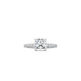 Cushion Cut Signature Four Prong Setting with pave band WG