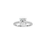 Cushion Cut Signature Four Prong Setting with pave band WG