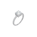 Cushion Cut Signature Four Prong Setting with pave band WG