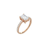 Emerald Cut Signature Four Prong Setting with pave band RG