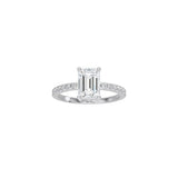 Emerald Cut Signature Four Prong Setting with pave band WG