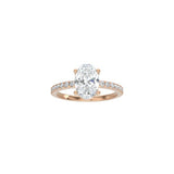Oval Cut Signature Four Prong Setting with pave band RG