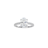 Oval Cut Signature Four Prong Setting with pave band WG