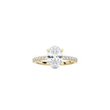 Oval Cut Signature Four Prong Setting with pave band YG