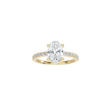 Oval Cut Signature Four Prong Setting with pave band YG