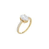 Oval Cut Signature Four Prong Setting with pave band YG