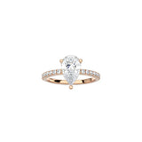 Pear Cut Signature Four Prong Setting with pave band RG
