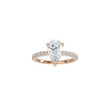 Pear Cut Signature Four Prong Setting with pave band RG