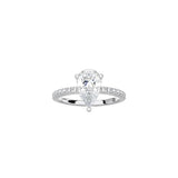 Pear Cut Signature Four Prong Setting with pave band WG