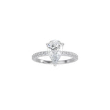 Pear Cut Signature Four Prong Setting with pave band WG