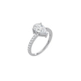 Pear Cut Signature Four Prong Setting with pave band WG