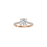 Round Cut Signature Four Prong Setting with pave band RG
