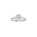 Round Cut Signature Four Prong Setting with pave band WG