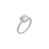 Round Cut Signature Four Prong Setting with pave band WG