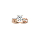 Cushion Cut Diamond and Gold Cross Band RG