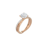 Cushion Cut Diamond and Gold Cross Band RG