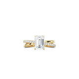 Emerald Cut Diamond and Gold Cross Band YG