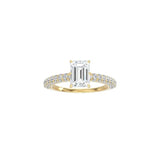 Emerald Cut Triple Row Pavé Band YG
