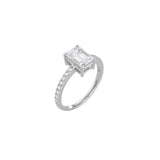 Emerald Cut Signature Four Prong Setting with pave band WG