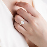 Oval Cut Signature Four Prong Setting with pave band YG