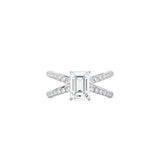 Emerald Cut X Pavé Band Ring WG